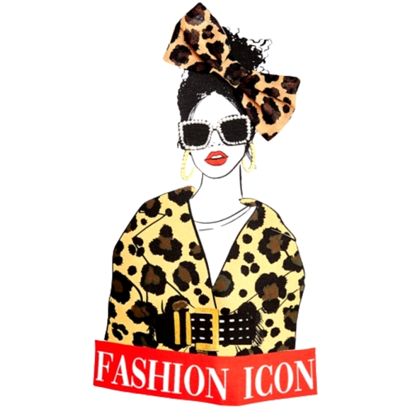 FASHION ICON ☆ LEOPARD FABRIC BOW ☆ GRAPHIC TEE ☆ NWT - Picture 3 of 10